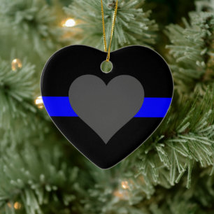 Thin Blue Line - For Those Who Serve Ceramic Tree Decoration