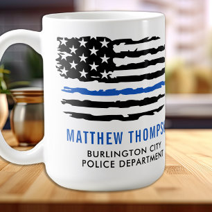 Thin Blue Line Gift - American Flag USA - Police Coffee Mug