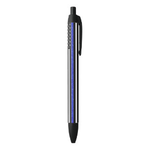 Thin Blue Line Glitter Flag Black Ink Pen