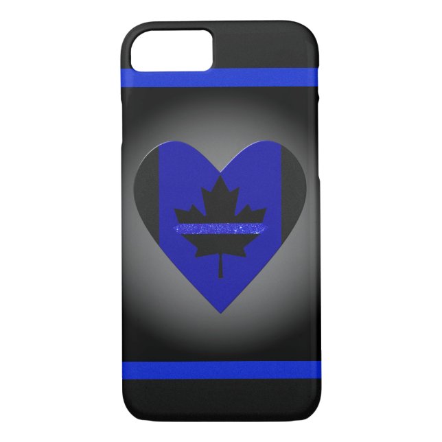 Thin Blue Line Glitter Heart Flag Case-Mate iPhone Case (Back)