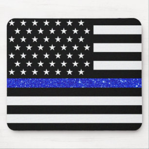 Thin Blue Line Glitter Mouse Mat