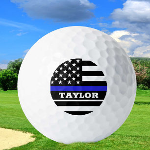 Thin Blue Line & Golf USA personalised police flag Balls