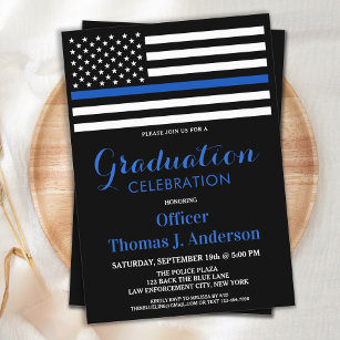  Thin Blue Line Graduation Academy Police Officer Invitation