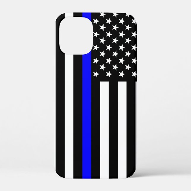 Thin Blue Line Graphic on a US Flag Case-Mate iPhone Case (Back)
