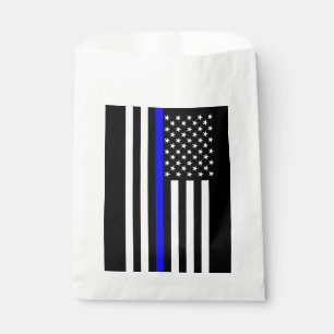 Thin Blue Line Graphic on a US Flag Favour Bags
