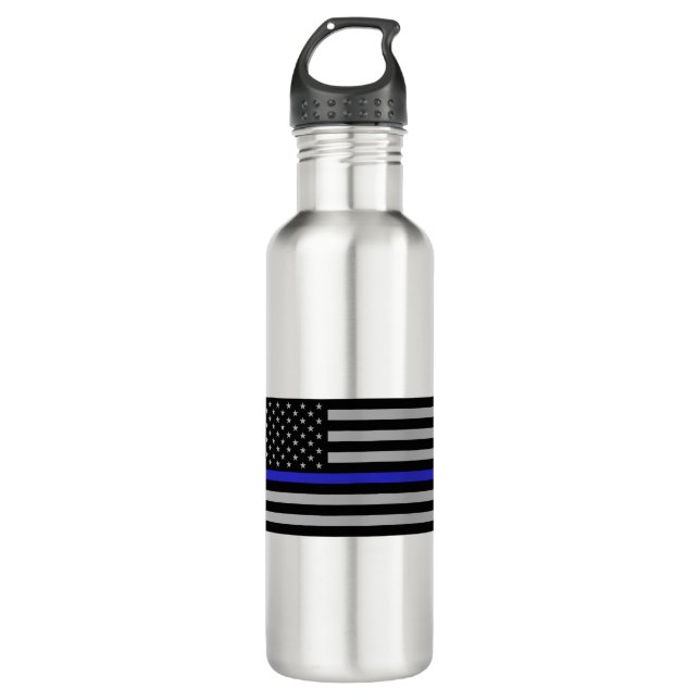 Thin Blue Line Gray Full Print 710 Ml Water Bottle (Front)