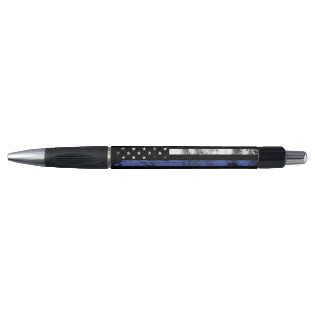 Thin Blue Line Grunge Flag Law Enforcement Pen (Front)