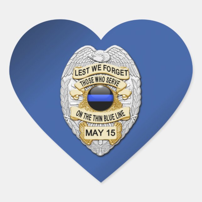 Thin Blue Line Heart Sticker (Front)