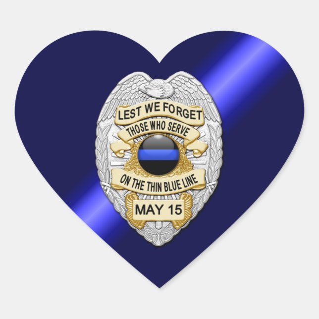 Thin Blue Line Heart Sticker (Front)