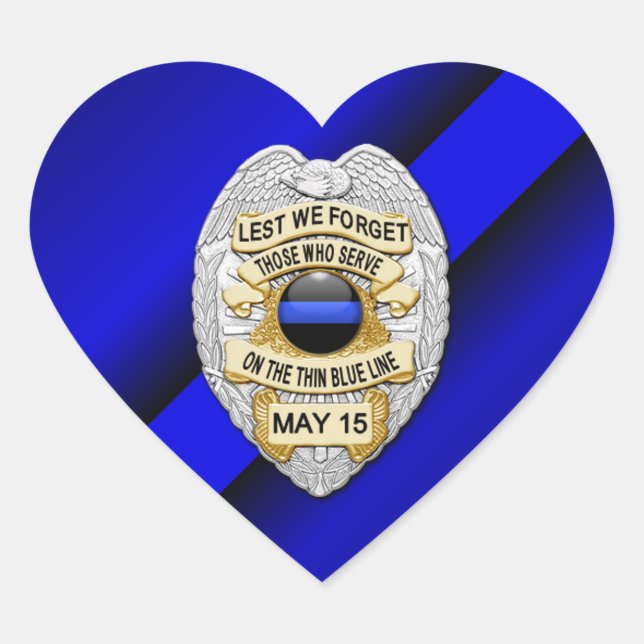 Thin Blue Line Heart Sticker (Front)