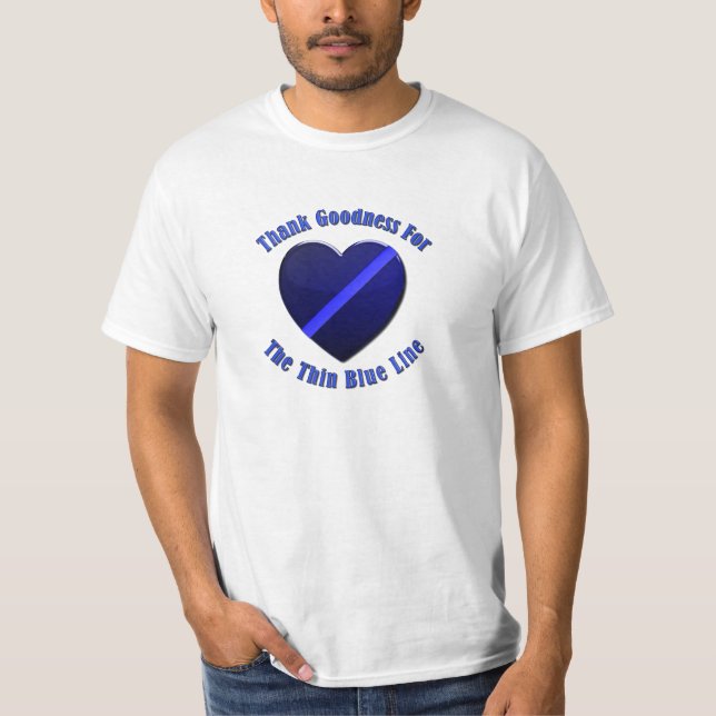 Thin Blue Line Heart T-Shirt (Front)