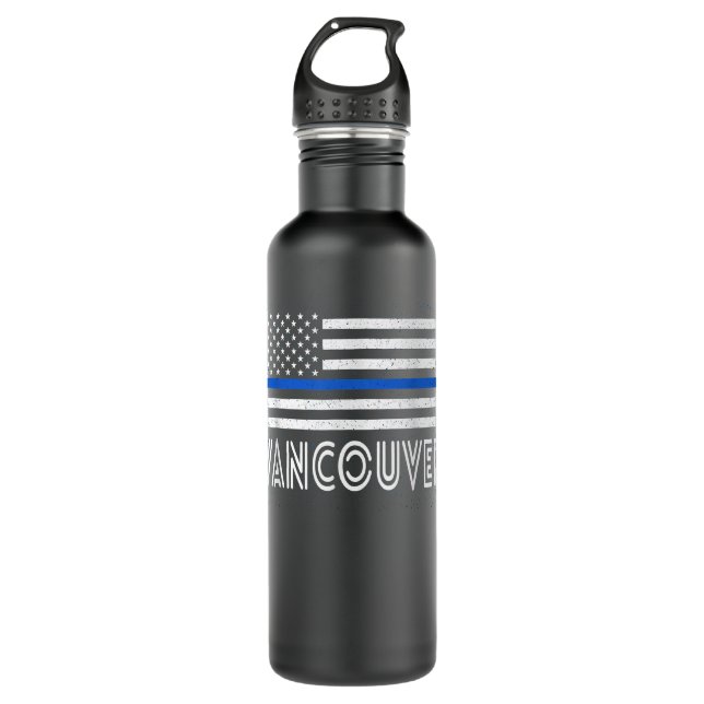 Thin Blue Line Heart Vancouver Police Officer Amer 710 Ml Water Bottle (Front)