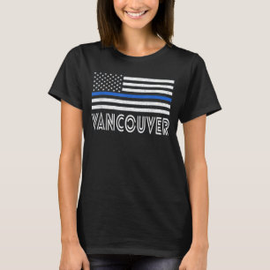 Thin Blue Line Heart Vancouver Police Officer Amer T-Shirt