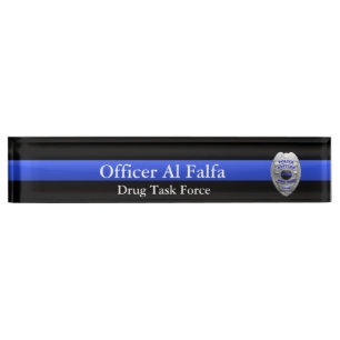Thin Blue Line - Hi Res Solid Silver Police Badge Nameplate