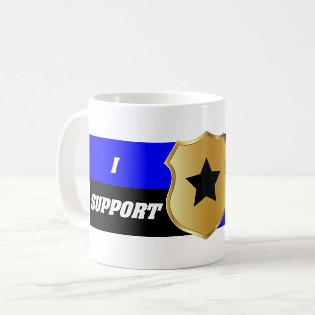 Thin Blue Line, I Support Police Coffee Mug (Front Left)