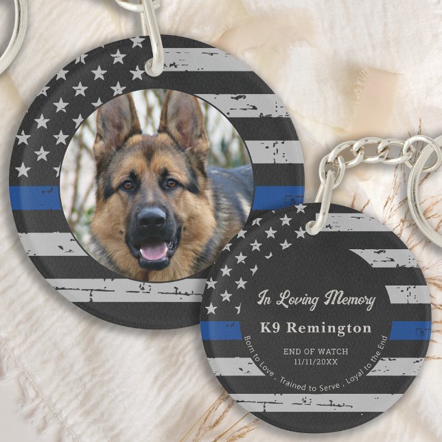 Thin Blue Line - In Loving Memory - K9 Police Dog Key Ring (Creator Uploaded)