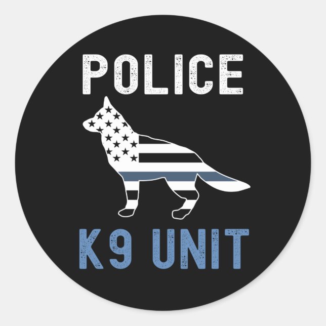 Thin Blue Line K9 German Shepherd Police K9 Unit Classic Round Sticker (Front)