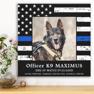 Thin Blue Line K9 Officer Police Dog Memorial Canvas Print