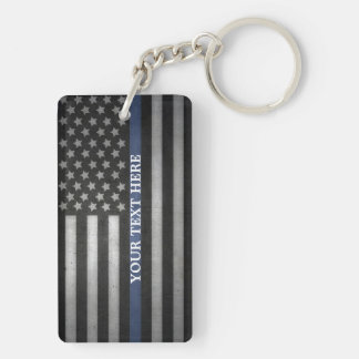 Thin Blue Line Key Chain Personalised