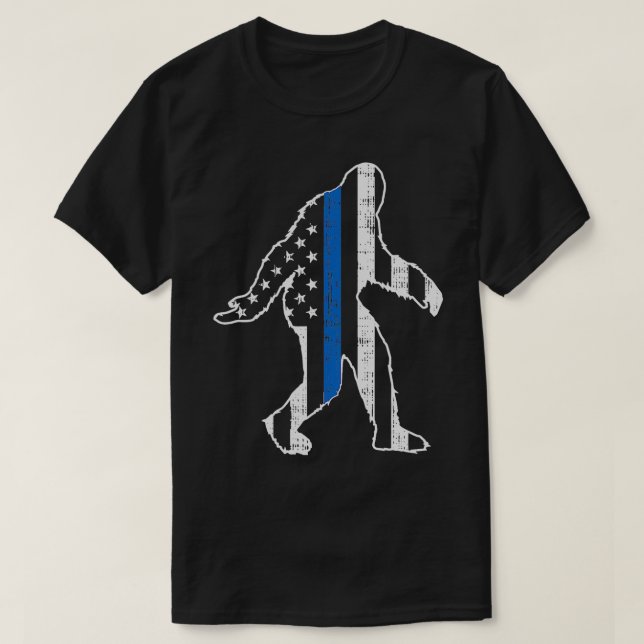 Thin Blue Line Law Enforcement LE Cop US Flag Poli T-Shirt (Design Front)