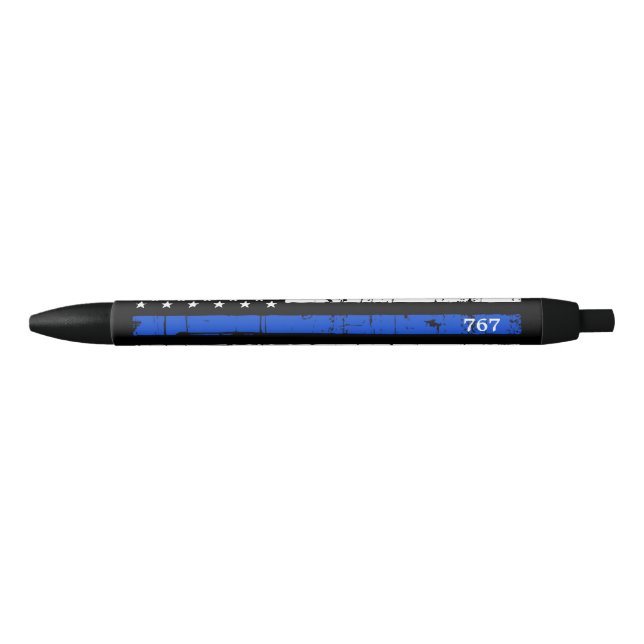 Thin Blue Line Law Enforcement Police     Black Ink Pen (Front)
