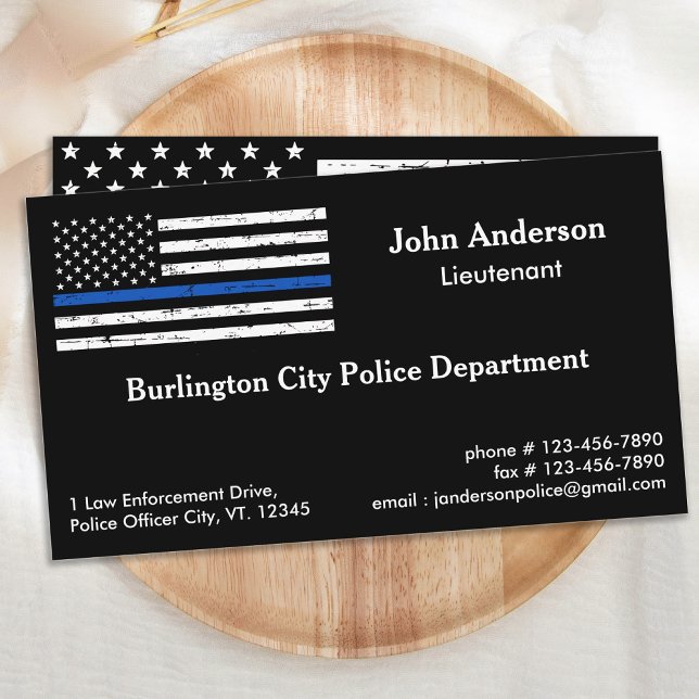 Thin Blue Line Law Enforcement Police Officer Business Card (Creator Uploaded)