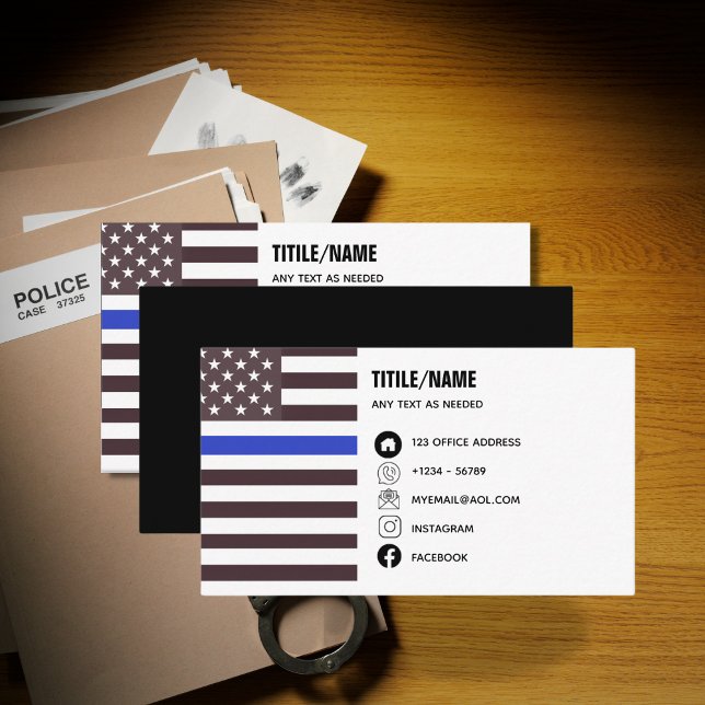Thin Blue Line Law Enforcement Police Officer Flag Business Card (Creator Uploaded)