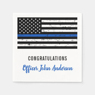 Thin Blue Line Law Enforcement Police Party Napkin