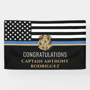 Thin Blue Line Law Enforcement Police Retirement Banner