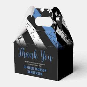 Thin Blue Line Law Enforcement Police Retirement Favour Box