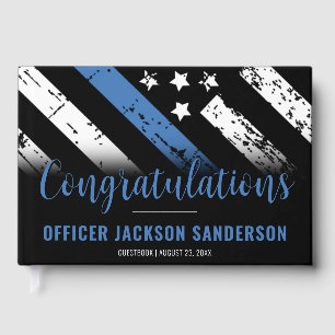 Thin Blue Line Law Enforcement Police Retirement Guest Book
