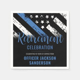 Thin Blue Line Law Enforcement Police Retirement Napkin