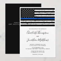 Thin Blue Line Law Enforcement Police Wedding Invi