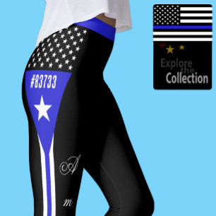Thin Blue Line leggings, personalised, Police Flag Leggings