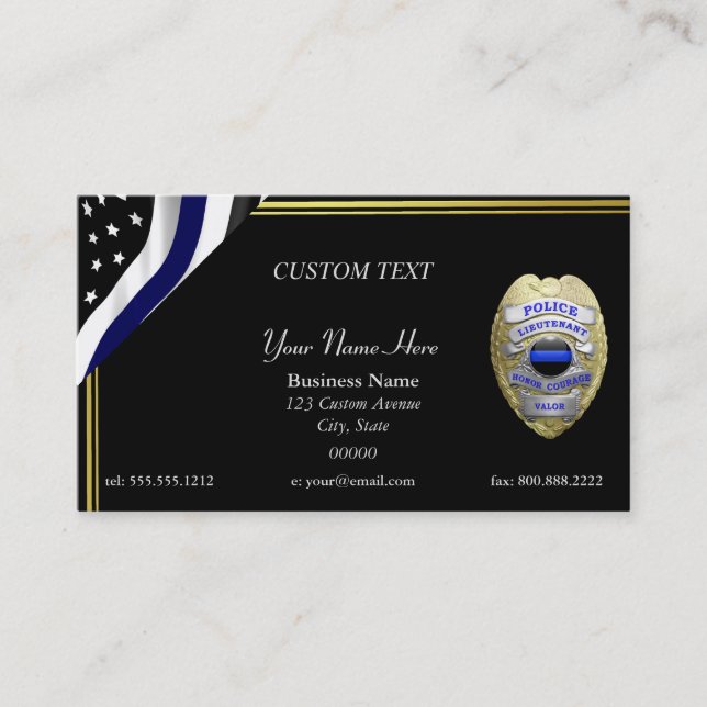 Thin Blue Line Lieutenant Business Card (Front)