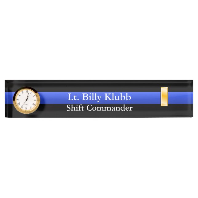 Thin Blue Line - Lieutenant Rank Desk Name Plate (Front)