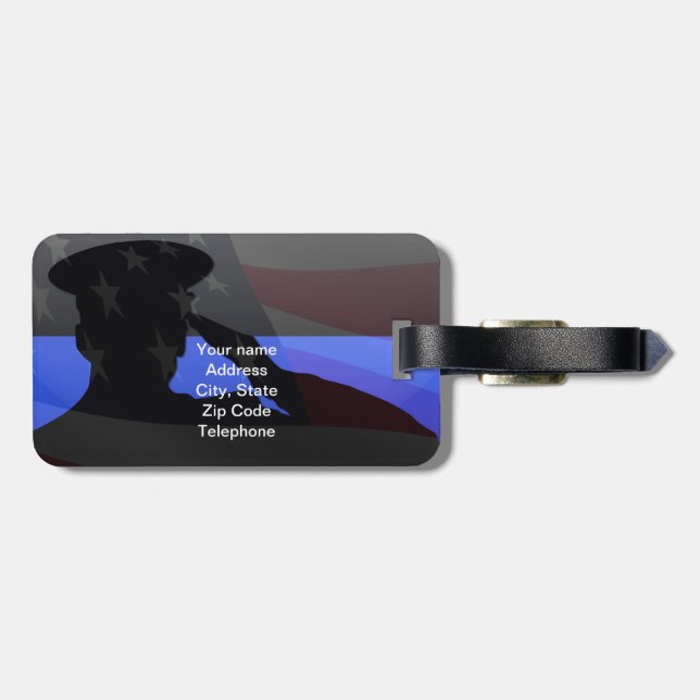 Thin Blue Line Luggage ID Tag (Back Horizontal)