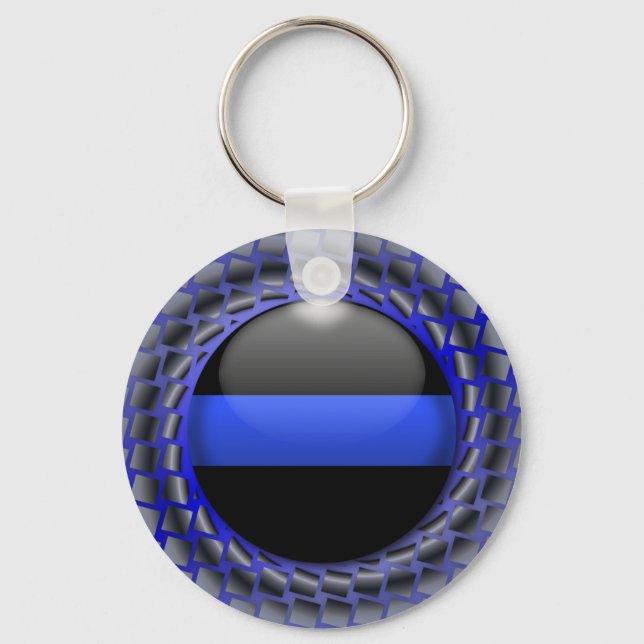 Thin Blue Line Medallion Key Ring (Front)
