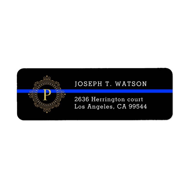 Thin Blue Line Monogram Address (Front)