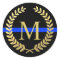 Thin Blue Line Monogram Faux Gold Wreath Police