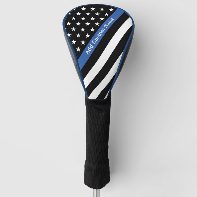 Thin Blue Line Monogram Flag Golf Head Cover (Front)