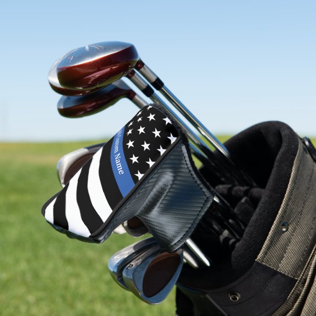 Thin Blue Line Monogram Flag Golf Head Cover (In Situ)