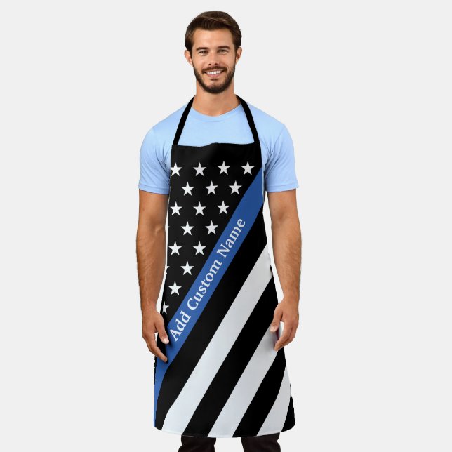 Thin Blue Line Monogram Flag Long Apron (Worn)