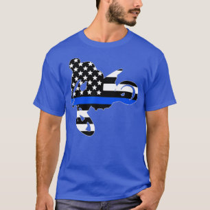 Thin blue line  motocross dirt bike racing cop T-Shirt
