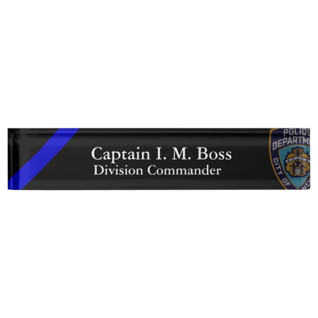 Thin Blue Line NYPD Offset Patch Name Plate (Front)