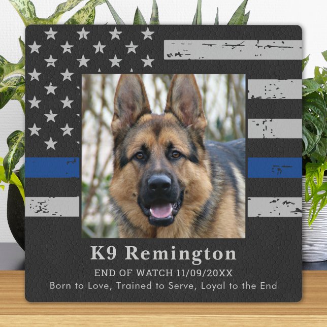 Thin Blue Line  Officer K9 Police Dog Memorial Plaque (Creator Uploaded)