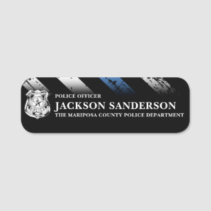 Thin Blue Line Officer Police Department Logo Name Tag