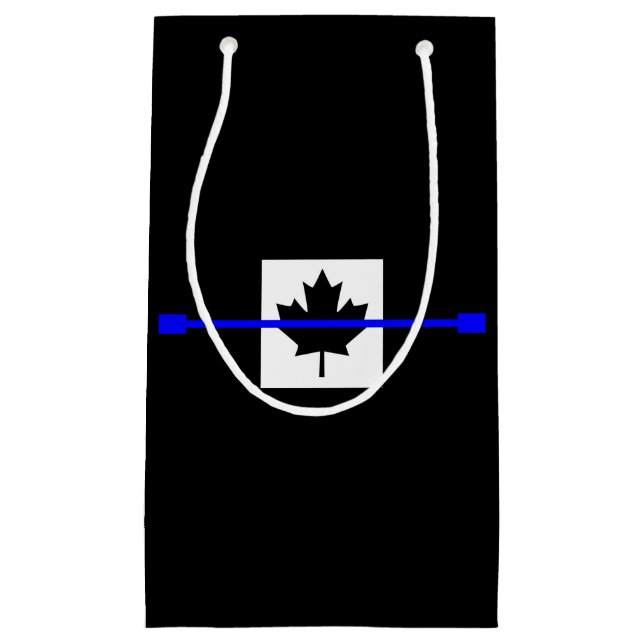 Thin Blue Line on Canadian Flag Decor Small Gift Bag (Front)