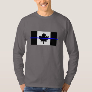 Thin Blue Line on Canadian Flag Decor T-Shirt