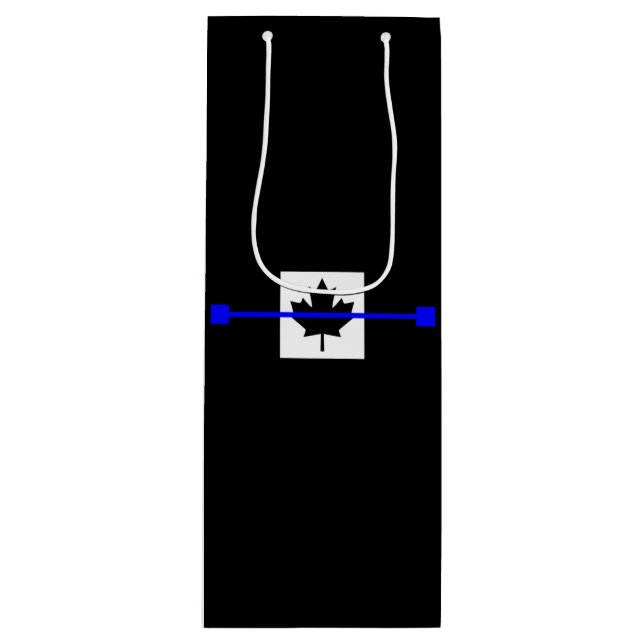 Thin Blue Line on Canadian Flag Decor Wine Gift Bag (Front)